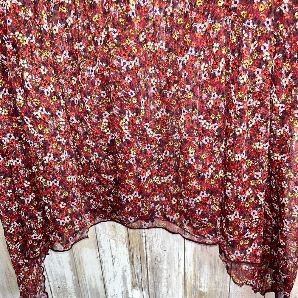 Lane Bryant Floral Chiffon Handkerchief Hem Button Front Boho Blouse 14/16 - Picture 5 of 9
